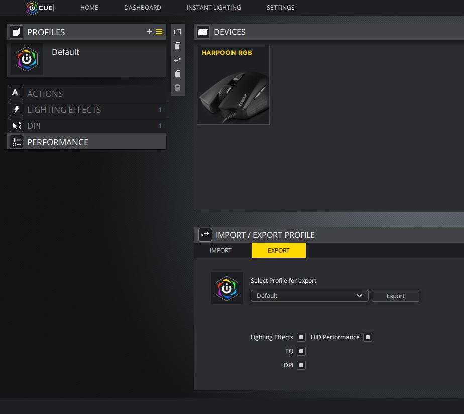 Corsair iCUE - Profile Export