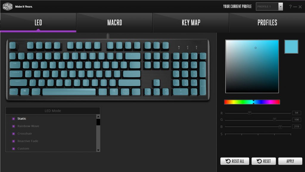 Cooler Master CK550 Gaming Keyboard LED Mode