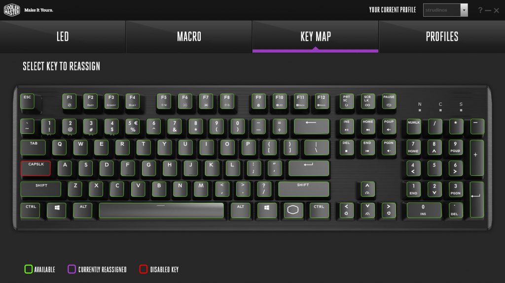 Cooler Master CK550 Gaming Keyboard Key Map