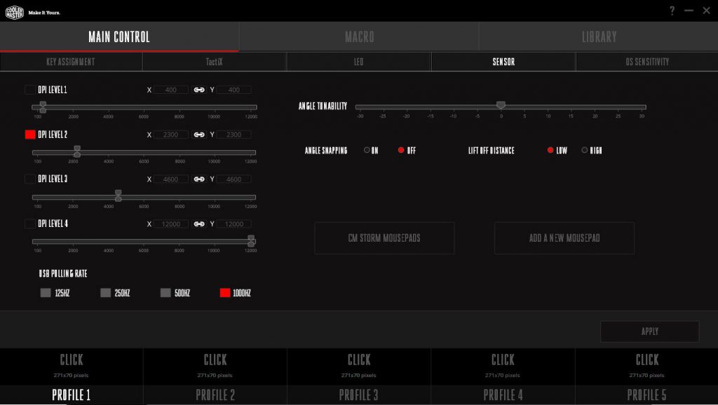 Cooler Master MM531 Sensor Settings Software