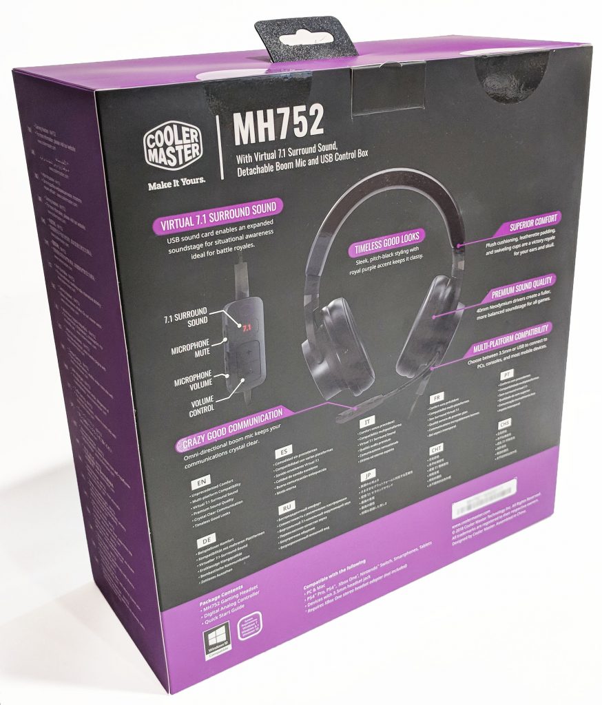 Cooler Master MH752 Gaming Headset Packaging Back Angle