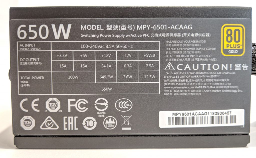 Cooler Master MWE Gold 650 PSU Specs