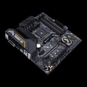 ASUS TUF B450M-Pro Gaming AM4 Motherboard Front Angled