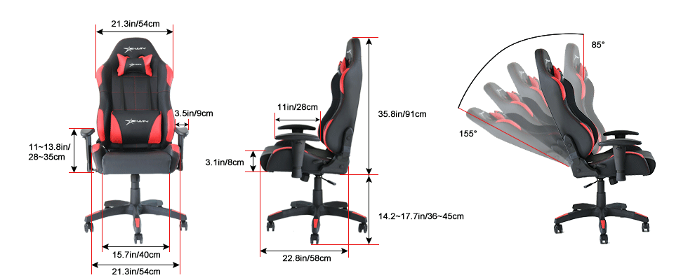 EwinRacing Calling Gaming Chairs Dimensions