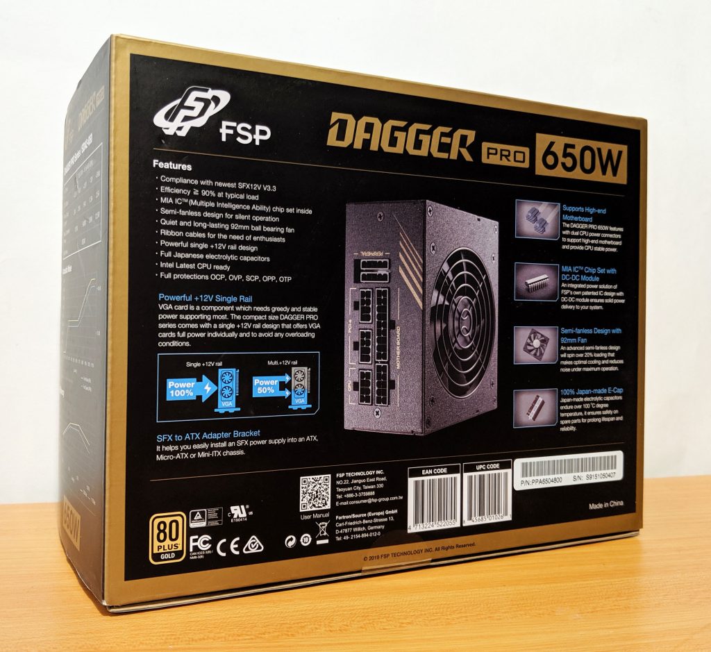 FSP Dagger Pro 650W SFX Box Back