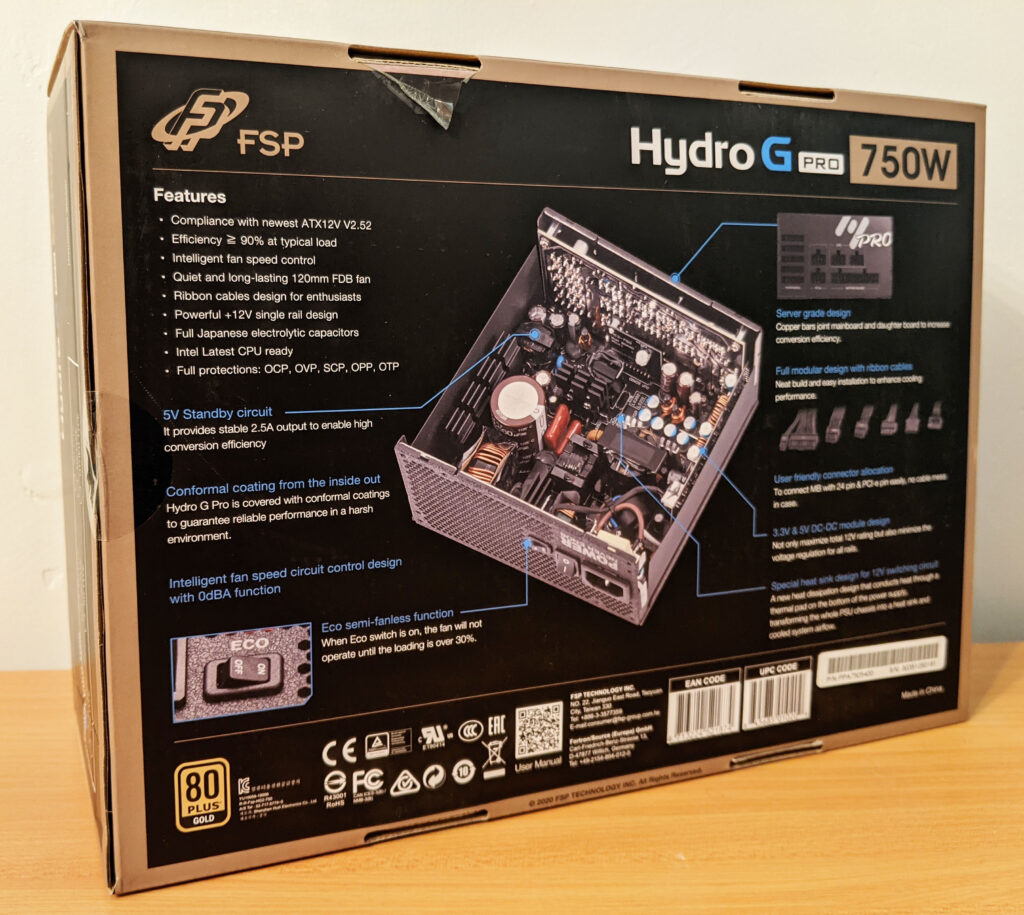 FSP Hydro G Pro 750W PSU Box Back