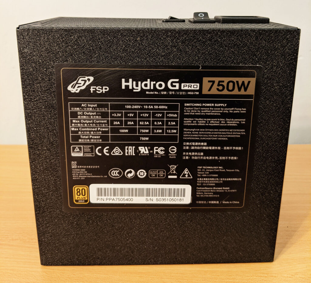 FSP Hydro G Pro 750W PSU Bottom